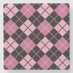 Argyle Pattern in Black en Pink Stenen Onderzetter