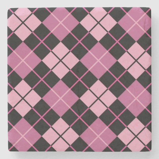 Argyle Pattern in Black en Pink Stenen Onderzetter (Voorkant)