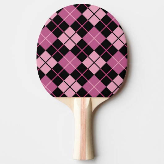 Argyle Pattern in Black en Pink Tafeltennisbatje (Voorkant)