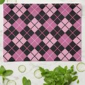 Argyle Pattern in Black en Pink Theedoek (Gevouwen)