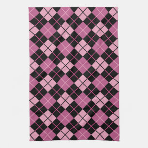 Argyle Pattern in Black en Pink Theedoek