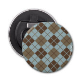 Argyle Pattern in Blue and Taupe Button Flesopener (Voorkant)
