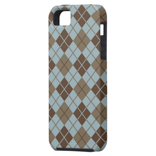 Argyle Pattern in Blue and Taupe Case-Mate iPhone Case (Achterkant Links)