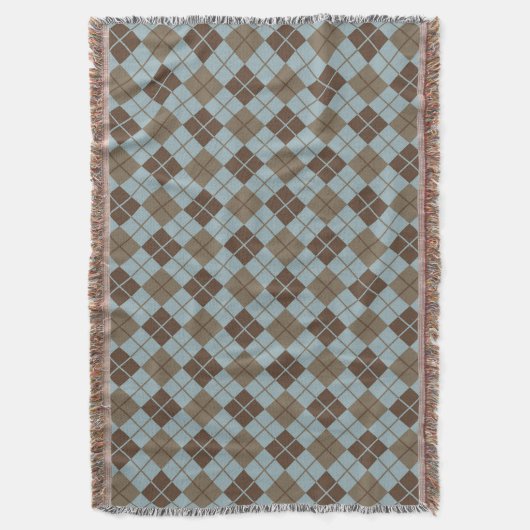 Argyle Pattern in Blue and Taupe Deken (Voorkant Verticaal)