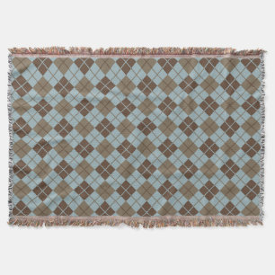 Argyle Pattern in Blue and Taupe Deken