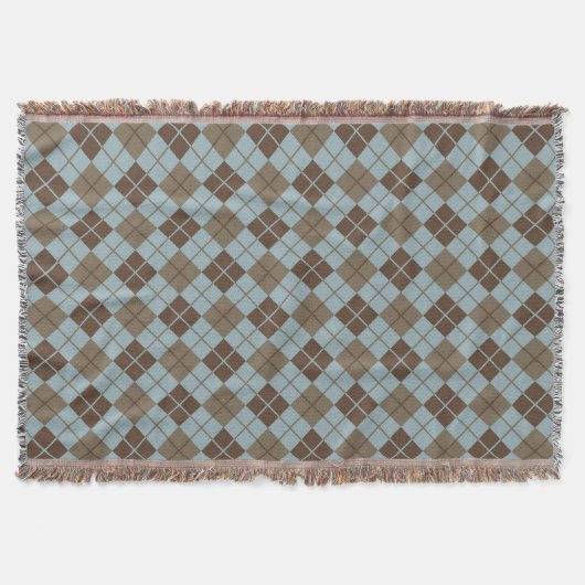 Argyle Pattern in Blue and Taupe Deken (Voorkant)