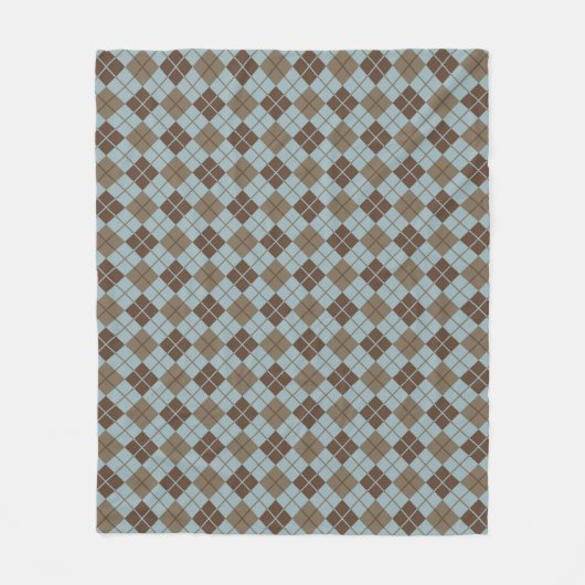 Argyle Pattern in Blue and Taupe Fleece Deken (Voorkant)