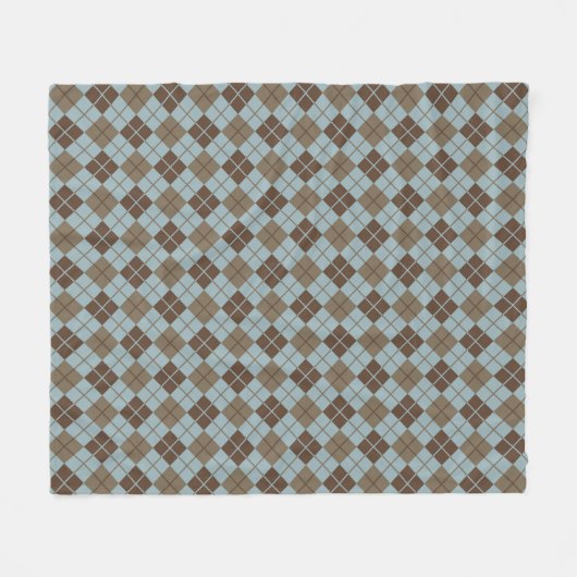 Argyle Pattern in Blue and Taupe Fleece Deken (Voorkant (Horizontaal))