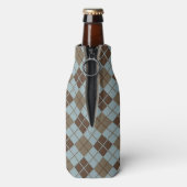 Argyle Pattern in Blue and Taupe Flesjeskoeler (Fles Achterkant)
