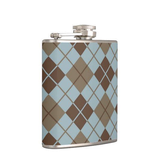 Argyle Pattern in Blue and Taupe Heupfles (Rechts)