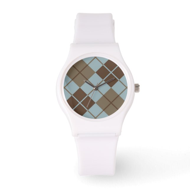 Argyle Pattern in Blue and Taupe Horloge (Voorkant)