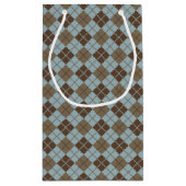 Argyle Pattern in Blue and Taupe Klein Cadeauzakje (Achterkant)