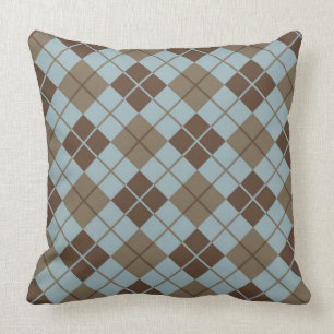 Argyle Pattern in Blue and Taupe Kussen