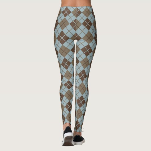 Argyle Pattern in Blue and Taupe Leggings (Achterkant)