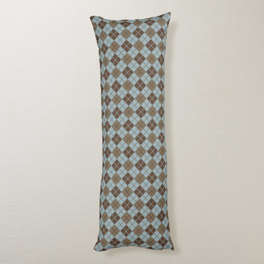 Argyle Pattern in Blue and Taupe Lichaamskussen (Achterkant (Verticaal))