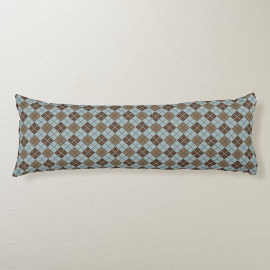 Argyle Pattern in Blue and Taupe Lichaamskussen (Voorkant)