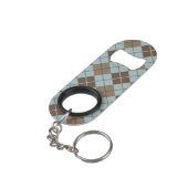 Argyle Pattern in Blue and Taupe Mini Flessenopener (Achterkant Gekanteld)
