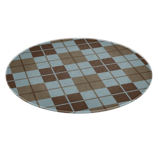Argyle Pattern in Blue and Taupe Snijplank (Hoek)