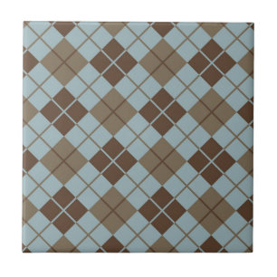 Argyle Pattern in Blue and Taupe Tegeltje