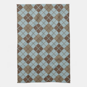 Argyle Pattern in Blue and Taupe Theedoek