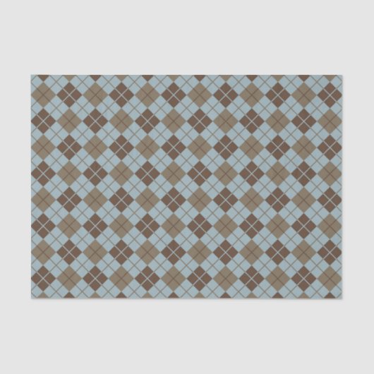 Argyle Pattern in Blue and Taupe Tissuepapier (Voorkant)