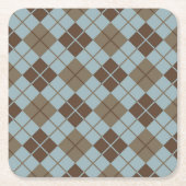 Argyle Pattern in Blue and Taupe Vierkante Kartonnen Onderzetter (Voorkant)