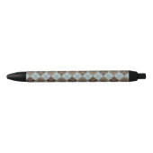Argyle Pattern in Blue and Taupe Zwarte Inkt Pen (Voorkant)