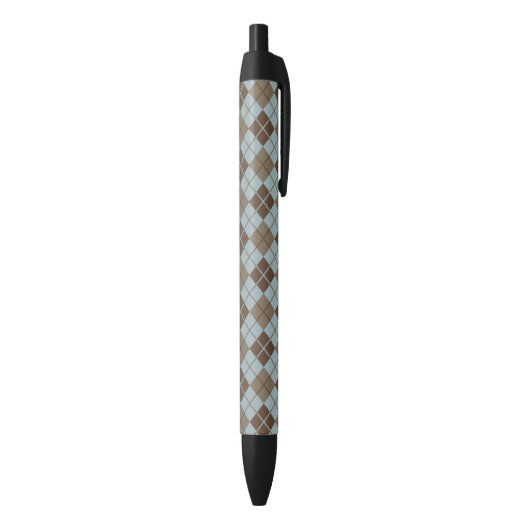 Argyle Pattern in Blue and Taupe Zwarte Inkt Pen (Achterkant (Verticaal))