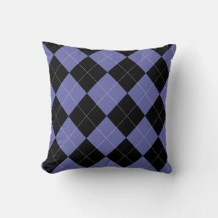 Argyle Pattern Periwinkle Blue Black Kussen