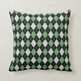 Argyle Pattern Pillow in Greens en Black Kussen