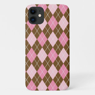 Argyle Pattern, Rhombus Pattern, Roze Argyle iPhone 11 Hoesje