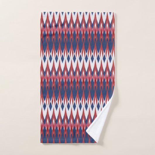 Argyle Pattern White Blue Red Ikat Technique Bad Handdoek (Handdoek)