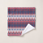 Argyle Pattern White Blue Red Ikat Technique Bad Handdoek (Wasdoekje)