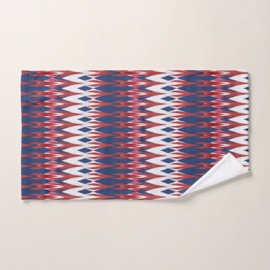 Argyle Pattern White Blue Red Ikat Technique Bad Handdoek (Handdoek)