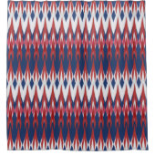 Argyle Pattern White Blue Red Ikat Technique Douchegordijn (Voorkant)
