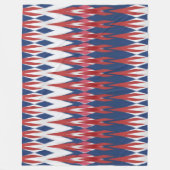 Argyle Pattern White Blue Red Ikat Technique Fleece Deken (Voorkant)