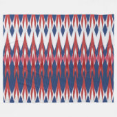 Argyle Pattern White Blue Red Ikat Technique Fleece Deken (Voorkant (Horizontaal))
