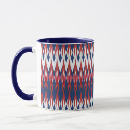 Argyle Pattern White Blue Red Ikat Technique Mok