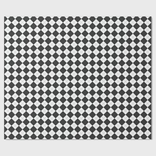 Argyle plaid. Schots patroon in wit en zwart Cadeaupapier (Vlak)