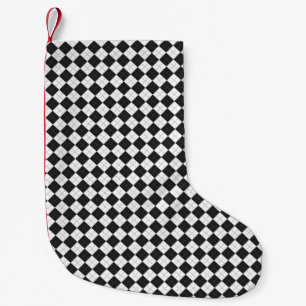 Argyle plaid. Schots patroon in wit en zwart Kleine Kerstsok