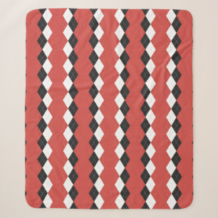 Argyle plaid. Schots patroon in wit, zwart en zwar Sherpa Deken