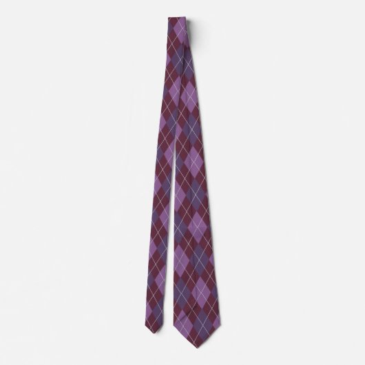 Argyle Plum en Burgundy Pattern - Elegant Dark Stropdas (Achterkant)