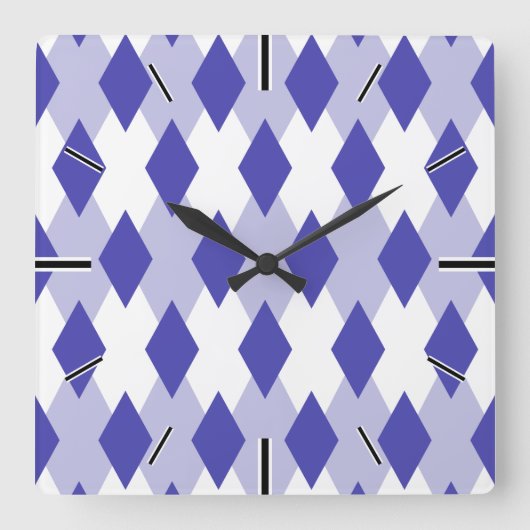 Argyle Pset Pattern_4A46B0 Vierkante Klok (Voorkant)