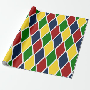 Argyle Rainbow Multicolor Harlequin Diamond Cadeaupapier
