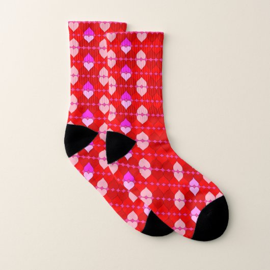 Argyle Red & Roze Hearts Patroon Sokken (Paar)