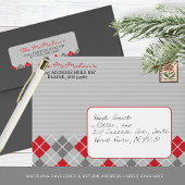Argyle rood & grijs vakantie retour adres labels