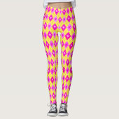 Argyle Roze Diamonds Hearts Pattern Leggings (Voorkant)