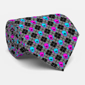 Argyle Skulls Blue Pink Diag. Stripes Stropdas (Opgerold)