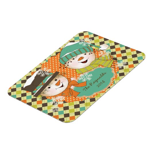 Argyle Sneeuwmannen Vakantie 2 Gepersonaliseerde F Magneet (Linkerzijde)