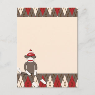 Argyle Sock Monkey Briefkaart